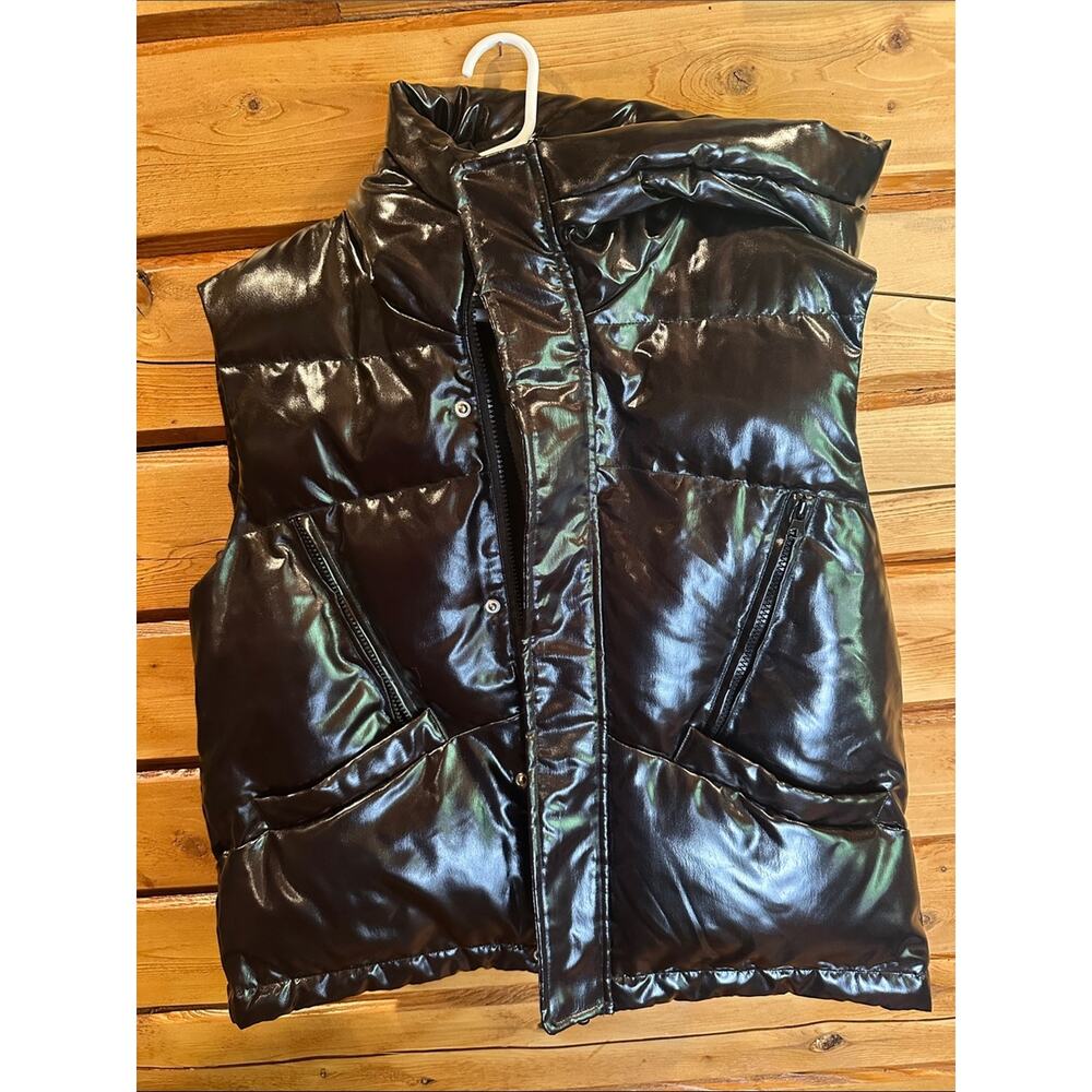 ESQUALO Shiny Black Puffer Vest